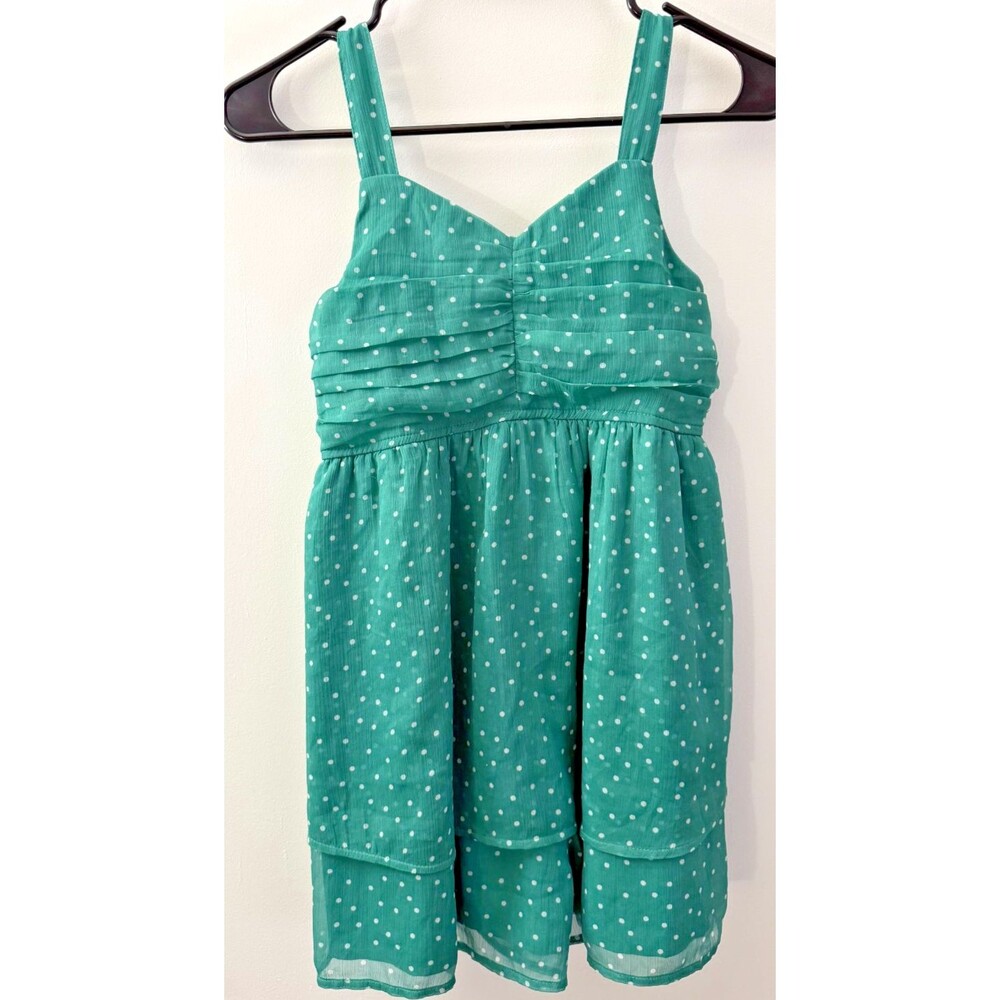 Abercrombie Kids Babydoll Dress Green Polka Dot Forest Fairy Retro Medium 11/12